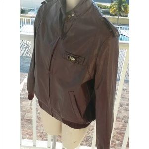 Etienne aigner oxblood leather bomber jacket sz 12